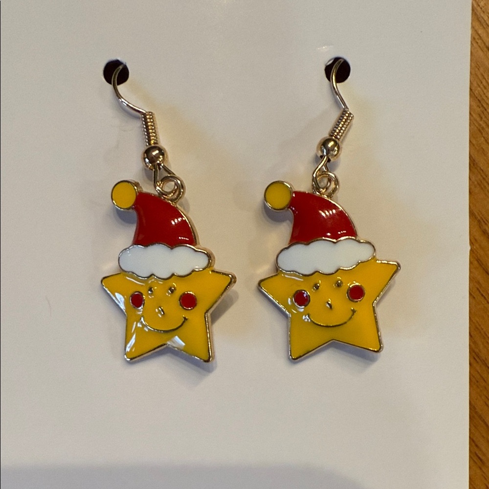 Merry Christmas star Santa earrings